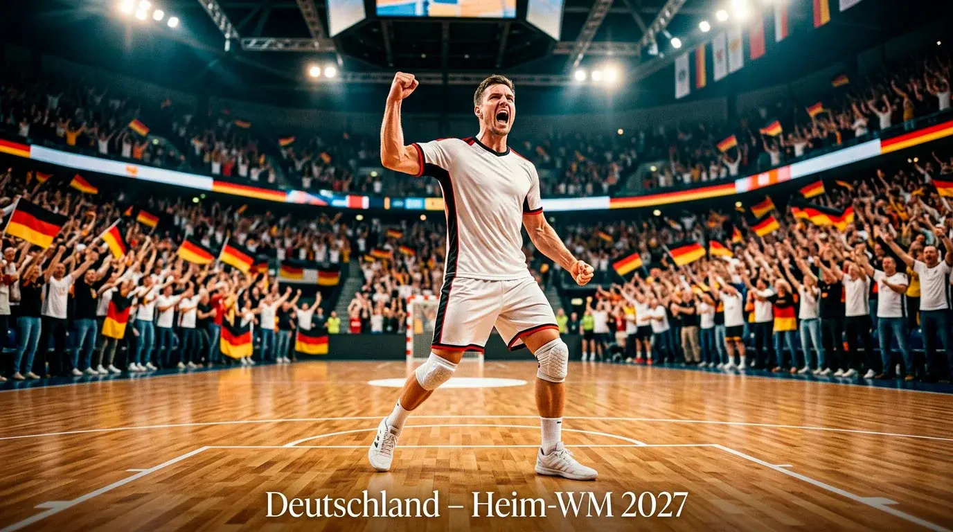Deutschland Handball-WM 2027 – DHB-Spieler feiert Tor vor Heimpublikum
