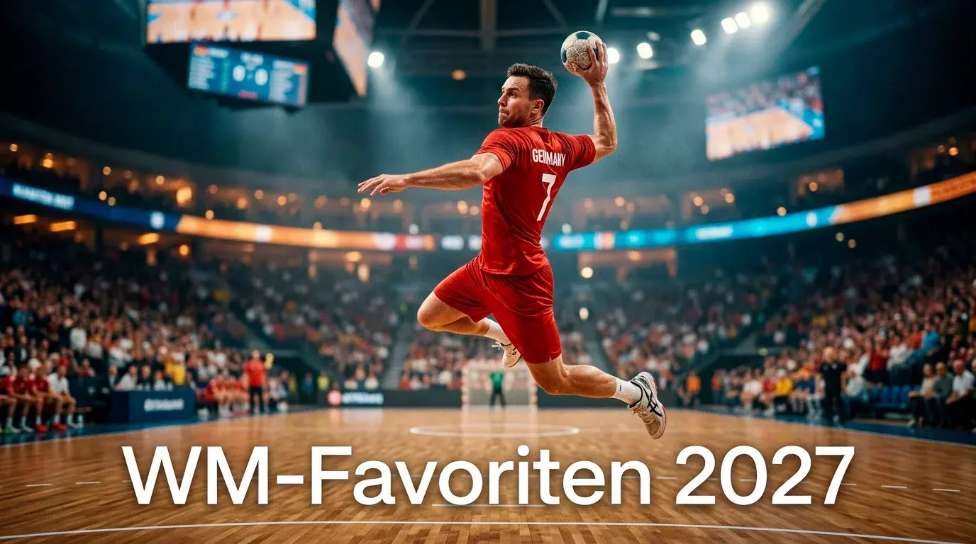 Handball-WM 2027 Favoriten und Prognosen – Spieler im Rückraum wirft auf das Tor